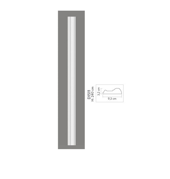 D1511 | Pilaster | 240 x 9,3 x 3,2 cm | matt weiß grundiert