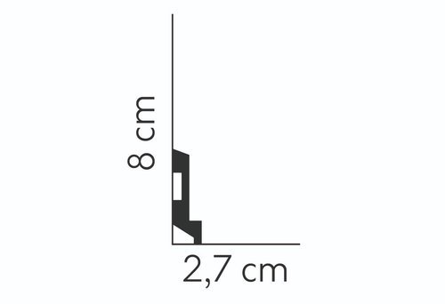 MD024 glatte eckige Sockelleiste für kleinen Raum 200 x 8,0 x 2,7 cm