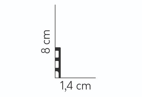 MD014 | kantige flache Sockelleiste | 200 x 8,0 x 1,4 cm