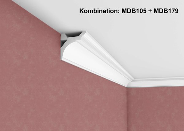 MDB179 | Deckenleiste | 240 x 4,5 x 15,5 cm | vor grundiert