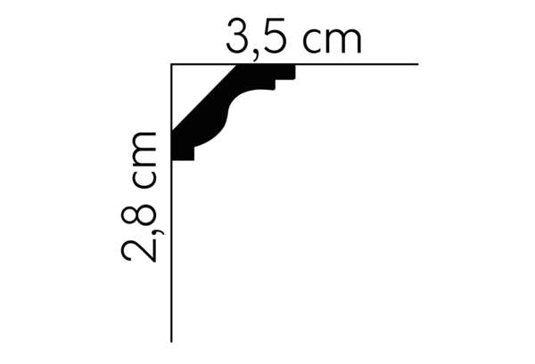 MDB135 | Stuckleiste Deckenleiste | 240 x 2,8 x 3,5 cm | matt weiß grundiert