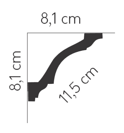 MDB213F | Deckenleiste - biegsam | 235 x 8,1 x 8,1 cm | nicht vor grundiert