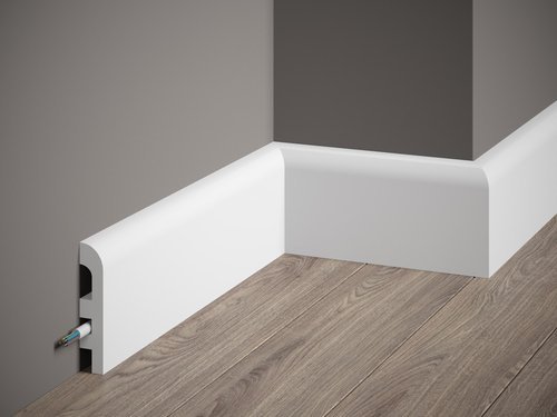 MD355P | glatte abgerundete Sockelleiste Fußbodenleiste| 200 x 9,7 x 1,8 cm