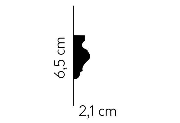 MDD308 | Wandleiste | 240 x 6,5 x 2,1 cm | vor grundiert
