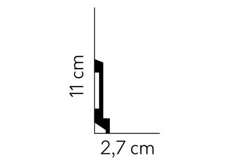 MD025 multifunktionale kantige Sockelleiste 200 x 11,0 x 2,7 cm