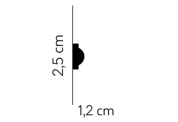 MDD413 | Auslaufartikel | flache sehr kleine weiße Wandleiste 200 x 2,5 x 1,2 cm