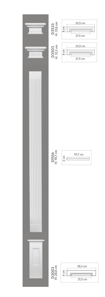 Mardom Decor I D3503 I Pilaster - Zierelement I 21,5 x 31,3 x 8 cm