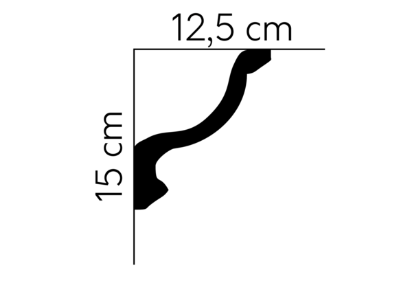 MDB154T | Deckenleiste | 200 x 15,0 x 12,5 cm | matt weiß grundiert