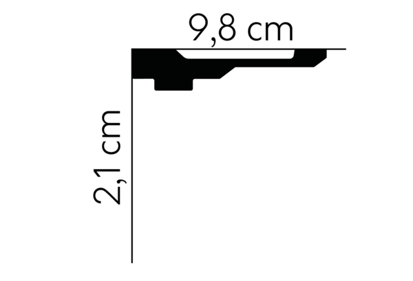 MDB165 flache dünne Stuckleiste Deckenleiste 200 x 2,1 x 9,8 cm