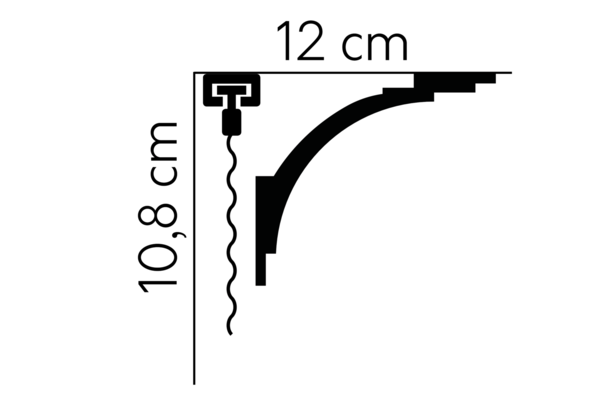 MD105T | Deckenleiste für indirekte Beleuchtung | 200 x 10,8 x 12,0 cm